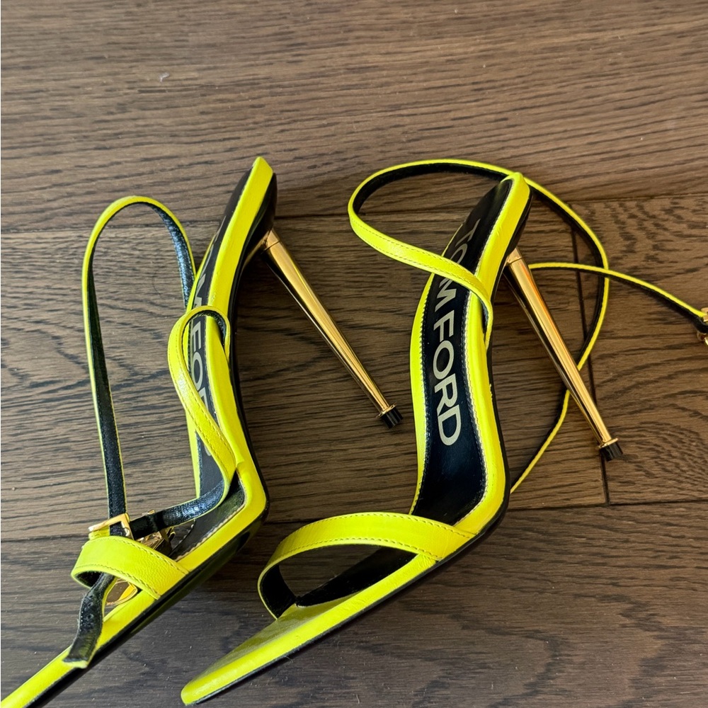 Tom Ford Women's Yellow Leather Padlock Sandals - Picture 2 of 3